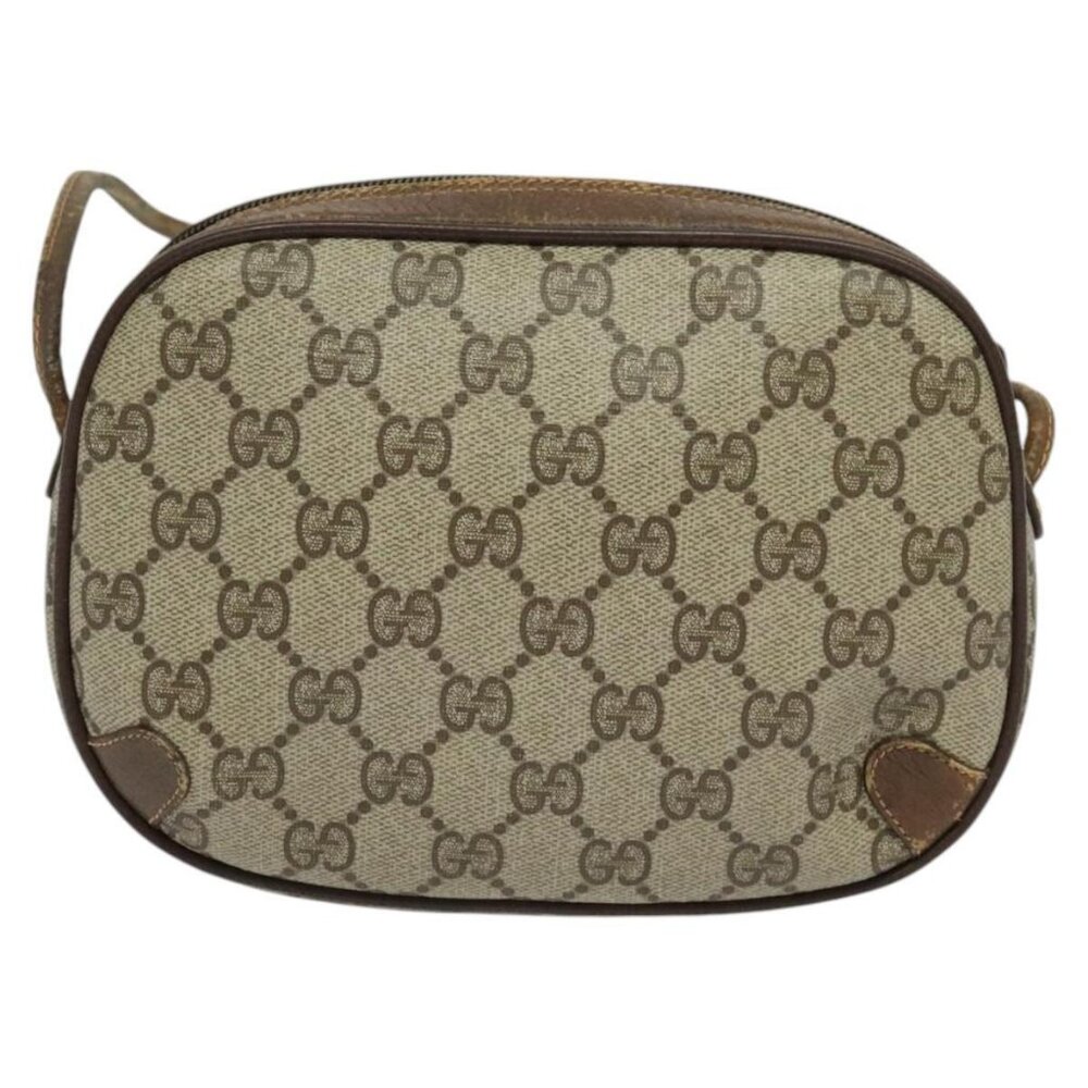 GUCCI GG Supreme Web Sherry Line Bag PVC Beige Gold 156 02 066 Auth ki5606 - Picture 3 of 16